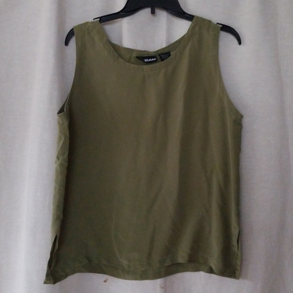 90's Olive Green Silk Tank